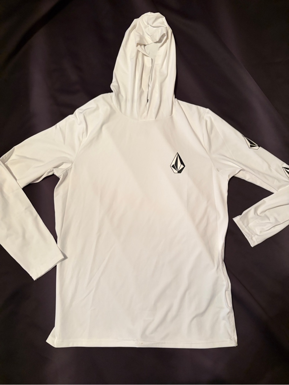 Volcom White Deadly Stone Hooded Long Sleeve
